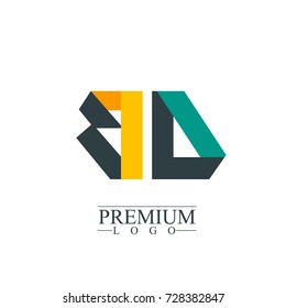 Initial Letter BD Logo Icon Design Template Elements. Material design logo