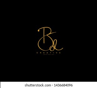 Initial Letter Bd Logo Manual Gold Elegant Minimalist Signature Logo