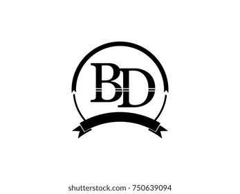 initial letter BD logo monogram retro black