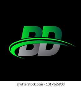 initial letter BD logotype company name colored green and black swoosh design. vector logo for business and company identity.