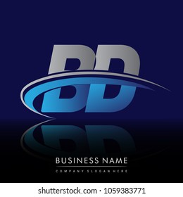 initial letter BD logotype company name colored blue and grey swoosh design. vector logo for business and company identity.