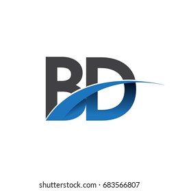 initial letter BD logotype company name colored blue and grey swoosh design. vector logo for business and company identity.
