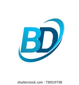 initial letter BD logotype company name colored blue swoosh design concept. vector logo for business and company identity.