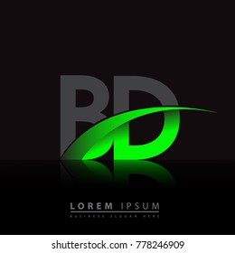 initial letter BD logotype company name colored green and black swoosh design. vector logo for business and company identity.
