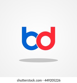 Initial letter BD lowercase logo design template blue red