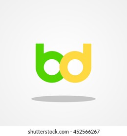 Initial letter BD lowercase logo design template green yellow