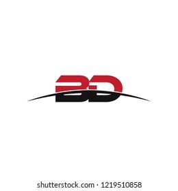 Initial letter BD, overlapping movement swoosh horizon logo vector