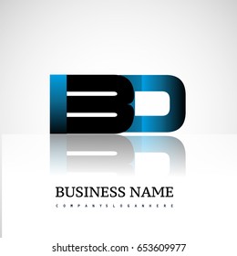 Initial letter BD uppercase modern and simple logo linked blue and black colored, isolated in white background. Vector design for company identity.