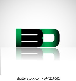Initial letter BD uppercase modern and simple logo linked green and black colored, isolated in white background. Vector design for company identity.