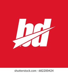initial letter bd white logo in red background