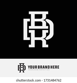 Initial letter BDK, BKD, DBK, DKB, KBD and KDB overlapping, interlock, monogram logo, white color on black background