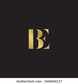 Initial letter be b e  uppercase modern logo design template elements. Gold letter Isolated on black  background. Suitable for business, consulting group company.