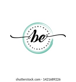 Initial letter BE beautiful handwriting logo vector template