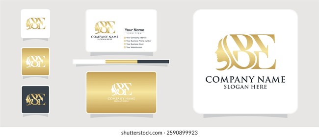 Initial Letter BE Beauty Face Logo Design Vector