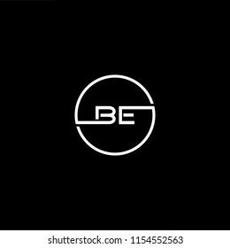 Initial letter BE EB minimalist art monogram circle shape logo, white color on black background