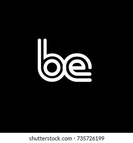 Initial letter be, linked outline rounded lowercase,  black background
