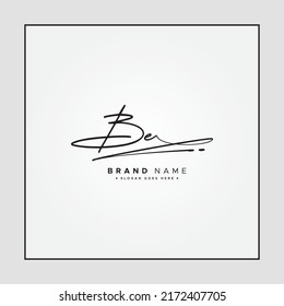 Initial Letter BE Logo - Hand Drawn Signature Style Logo