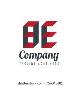 Initial Letter BE Logo With Ribbon Style