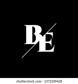 Initial Letter BE Monogram Sliced. Logo template isolated on black background