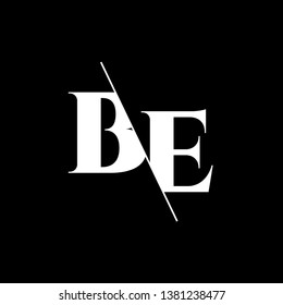 Initial Letter BE Monogram Sliced. Modern logo template isolated on black background
