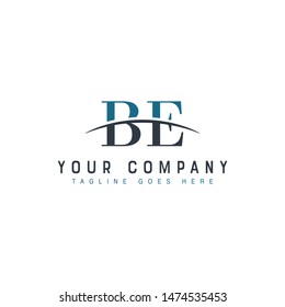 Initial letter BE, overlapping movement swoosh horizon logo company design inspiration in blue and gray color vector