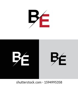 Initial letter be sliced uppercase modern logo design template elements. Black, red and white letter Isolated on white, black and grey background. Suitable for business, consulting group company.