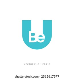 initial letter BE U logo design