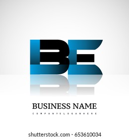 Initial letter BE uppercase modern and simple logo linked blue and black colored, isolated in white background. Vector design for company identity.