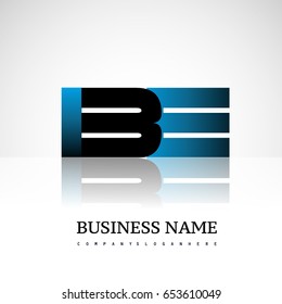 Initial letter BE uppercase modern and simple logo linked blue and black colored, isolated in white background. Vector design for company identity.