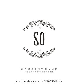 Initial letter SO beautiful handwriting logo vector template