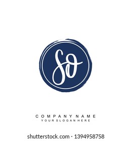Initial letter SO beautiful handwriting logo vector template
