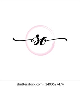 Initial letter SO beautiful handwriting logo vector template