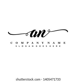 Initial letter AN beautiful handwriting logo vector template