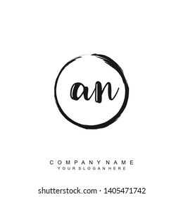 Initial letter AN beautiful handwriting logo vector template