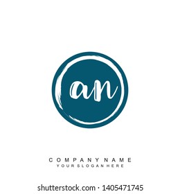 Initial letter AN beautiful handwriting logo vector template
