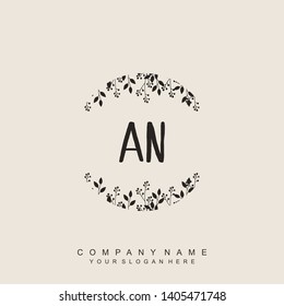 Initial letter AN beautiful handwriting logo vector template