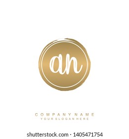 Initial letter AN beautiful handwriting logo vector template