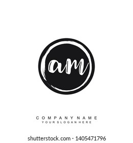 Initial letter AM beautiful handwriting logo vector template