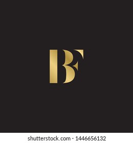 Initial letter bf b f  uppercase modern logo design template elements. Gold letter Isolated on black  background. Suitable for business, consulting group company.