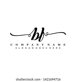 Initial letter BF beautiful handwriting logo vector template