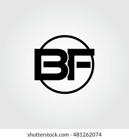 Initial letter bf linked circle uppercase logo black.