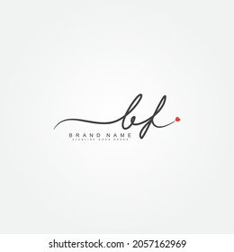 Logo de la carta inicial BF - Logo de la firma manuscrita
