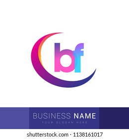 initial letter BF logotype company name, coloreful and swoosh design. vector logo for business and company identity.
