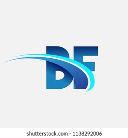 initial letter BF logotype company name colored blue and swoosh design. vector logo for business and company identity.