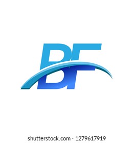 initial letter BF logotype company name colored blue and swoosh design. vector logo for business and company identity.
