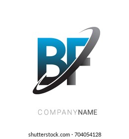 initial letter BF logotype company name colored blue and grey swoosh design. logo design for business and company identity.
