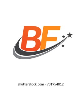 initial letter BF logotype company name colored orange and grey swoosh star design. vector logo for business and company identity.