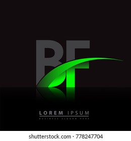 initial letter BF logotype company name colored green and black swoosh design. vector logo for business and company identity.
