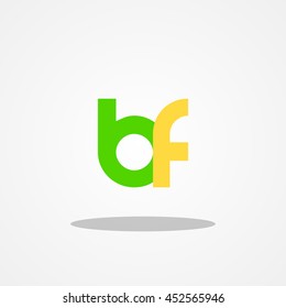 Initial letter BF lowercase logo design template green yellow