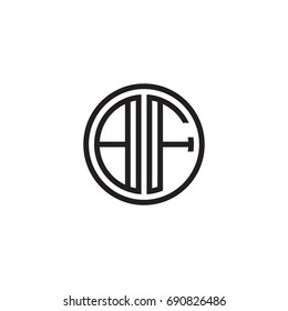 Initial letter BF, minimalist line art monogram circle logo, black color